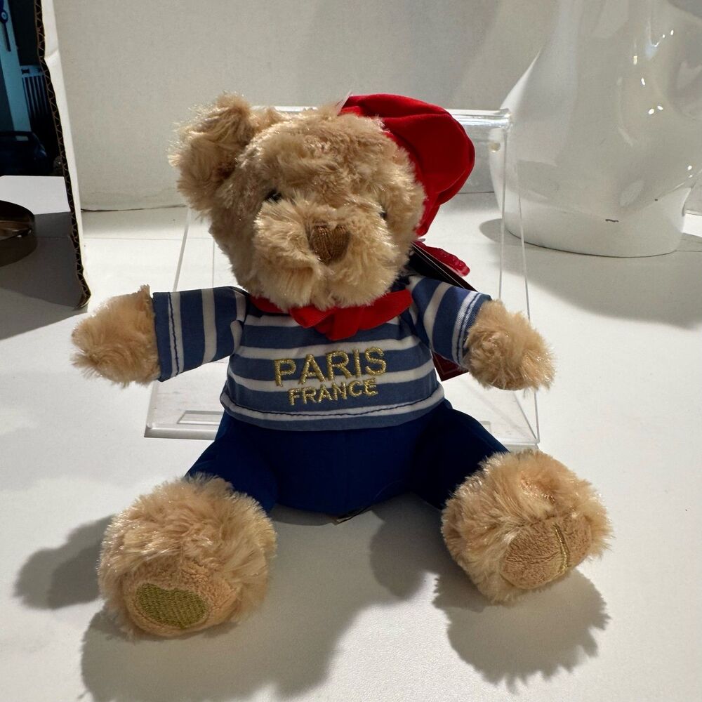 Keel Toys Paris France Teddy Bear Plush Souvenir Red Beret Stuffed Toy